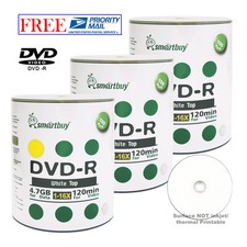 300-Pack Smartbuy White Top Surface Blank DVD-R DVDR 16X 4.7GB Recordable Disc picture