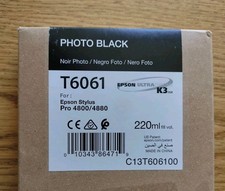 05-2013 NEW GENUINE EPSON T6061 PHOTO BLACK 220ml K3 INK STYLUS PRO 4800 4880 picture