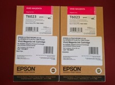 (2) NIB 10-2021 GENUINE EPSON T6023 VIVID MAGENTA 110ml INK 7880 9880 As T6033 picture