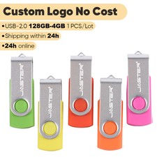 128GB 64GB 32GB USB2.0 Flash Drive Free Custom Logo Metal Swivel Keychain Case picture