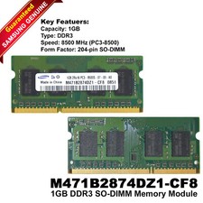 Samsung M471B2874DZ1-CF8 1GB DDR3-1066 PC3-8500 SO-DIMM CL7 Laptop RAM F679F picture