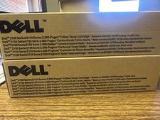 Genuine Dell 2150 2155 Yellow Toner Cartridge OEM 2,500 Page NEW SEALED LOT OF 2 picture