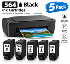 ⁠5 Pk Black Ink Cartridge Replace for HP 564 XL Photosmart 7510 7520 6520 5510 picture