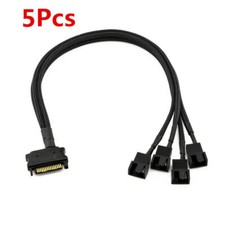 5Pcs 15-Pin SATA to 4X 3 or 4 Pin Fan Connector 12V Sleeved Power Adapter Cable picture