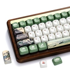XVX Ceramic Glaze PBT Keycaps 129 Keys MOA Profile 5-Side Dye-Sub Green/Blue picture
