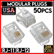 50 x RJ11 RJ12 Telephone Cable Modular Plugs 6P4C 6P6C Connector Cable End Plug picture