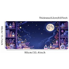 1pc Witchy Magical Moonlit Potion Bookshelf Large Gaming Mouse Pad Smooth Keyb picture