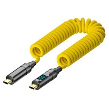 Cablecy Smart LED Display USB-C USB4 Stretch Coiled Cable 20Gbps 100W 8K Cable picture