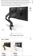 EVEO 17-32” Premium Dual Monitor Stand Mount, VESA Mount, Full Motion, Black picture
