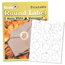Koala Printable Round Label, Waterproof Matte White, Blank Circle Stickers Label picture