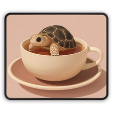 Turtle in Teacup Gaming Mouse Pad | Cute Animal Desk Mat picture