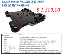 Gamber Johnson 7160-0909-00 Dock Station Panasonic Toughbook CF33 Laptop NO RF picture