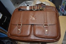 Brand New Men's Laoshizi Brown Leather Laptop Message Bag w/ Strap picture