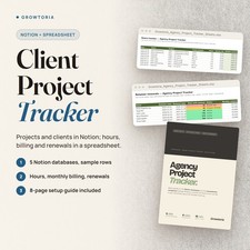 Project Management Tracker Notion Template Excel Google Sheets Hours Retainer picture