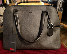 Tumi Stanton Laptop Briefcase Gray/Black Solid Padded Zipper Closure Bag picture