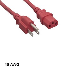 Kentek Red 1' Power Cord NEMA 5-15P/IEC-60320 C13 18AWG 10A 125V SVT Universal picture