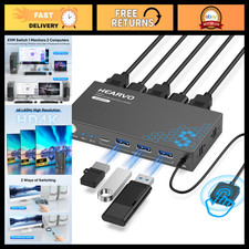 USB 3.0 HDMI KVM Switch for 2 PCs & 1 Monitor, 4K@60Hz, Dual Control, High Speed picture