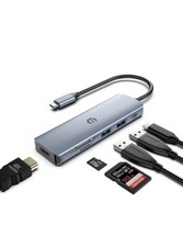USB-C Adapter Hub - 6-in-1 Docking Station USB-C to HDMI, USB and SD/TF Readers picture