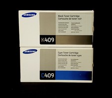 New 2 Genuine SAMSUNG K409 CLT-K409S Black & C409 CLT-C409C Cyan Toner Cartridge picture