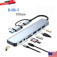 7/8 Port USB-C Hub Adapter - 5G Speed Multi Splitter for PC, Laptop & MacBook US picture