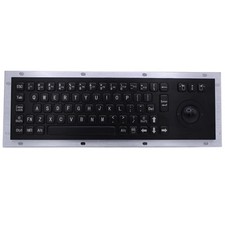 Black Industrial USB Keyboard With Mechanical Trackball Kiosk Metal Keypad picture