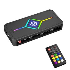 9 Port ARGB Controller with Remote & Sync Cable 3A Power for PC Fan Lighting picture