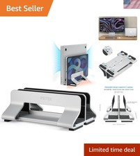 Elegant Aluminum Dual Vertical Laptop Stand Dock for 2 Devices, Adjustable Width picture