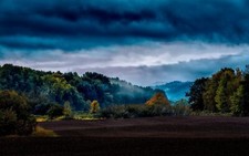 Landscape nature forest mist clouds overcast field Custom Gaming Mat Desk picture