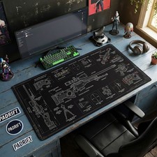 L96 AWP Sniper Rifle Blueprint XL Gaming Mouse Pad, Tactical Art Desk Mat picture