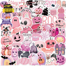50Pcs Pink Halloween Decoration Ghost Sticker for Adult Pink Halloween Stickers, picture