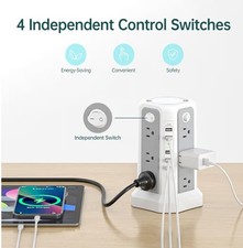 Passus Power Strip 12 Ac Outlets 4 Usb-A, 1 USB-C PD18w 17 In 1 For Mult Device picture