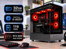 ARGB Desktop PC i5-8500T 32GB RAM 1TB SSD RTX 3050 Win11 W/Office Gaming WIFI picture
