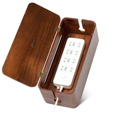 Large Acacia Wood Cable Management Box Cord Hider Organizer TV Wires picture