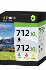 712 712XL Ink Cartridges 4-Pack High Yield for HP DesignJet T650 T630 T230 T210 picture