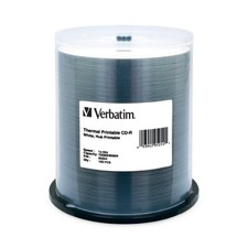 Verbatim CD-R 700MB 52X White Thermal Hub Printable - 100pk Spindle (95254) picture