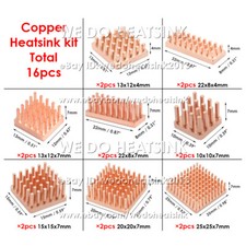 16pcs Copper Heatsink DIY Kit 100% Copper Radiator Cooler 10x10mm 15x15mm 20x20m picture