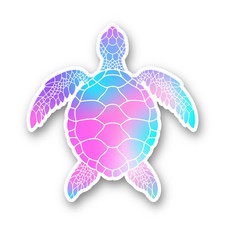 Sea Turtle Sticker, Nautical Pink & Blue Tie-die Turtle for Laptops & Indoor Use picture