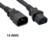 KNTK 6ft AC Power Cord IEC-60320 C13 to C14 Extension 14 AWG 15A 250V SJT Cable picture