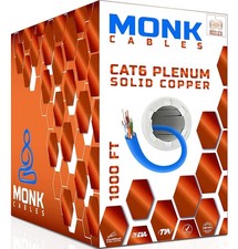 MONK CABLES | CAT 6 Ethernet Cable 1000ft | 100% Pure Bare Solid 1000ft, Blue picture