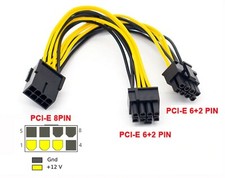 PCI Express 8-pin to 8-pin dual (6+2 pin) GPU Video Card Power Adapter Cable picture
