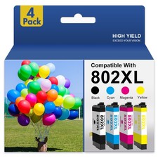 4P 802XL T802XL Ink Cartridges For Epson WorkForce Pro WF-4720 WF-4730 WF-4734 picture