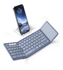 Full-Size Foldable Bluetooth Keyboard with Large Touchpad, Blue picture