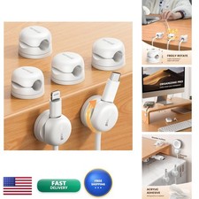 Lamicall 6 Pack Rotatable Cord Organizer, 1s Lock Spring Cable Clips STRK06-W picture