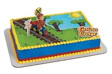 Curious George Cake Topper Vibrant Train Decorations 4 Piece Set For Birthdays picture