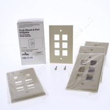 Leviton 40806-ICP Ivory Quickport 6-Port 1-Gang Wallplates 5-Pack picture