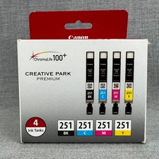 Canon CLI-251 Ink Tank 4-Pack BK C M Y ChromaLife100+ Genuine OEM Ink Cartridges picture