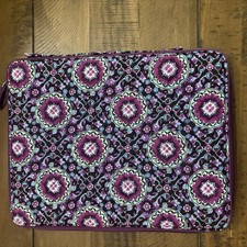VERA BRADLEY Purple Black Paisley Floral Flat Bag, tablet Case Cover picture