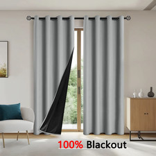 1Pc Solid Color Full Sun Protection 100 Blackout Curtains Bedroom Living Room picture