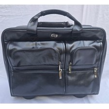 Solo New York Classic 15.6 Rolling Laptop Case Black Leather Briefcase Attache picture