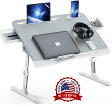 Mesa De Ordenador Escritorio Para Cama Laptop Portatil Plegable Color Gris NUEVO picture